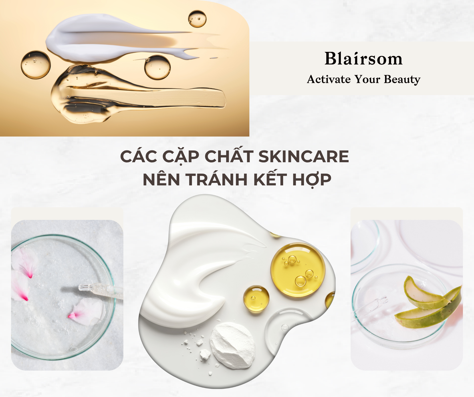 CÁC CẶP CHẤT SKINCARE NÊN TRÁNH KẾT HỢP